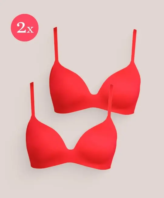 2x Royal Delite Lounge Bra, color Scarlet Red