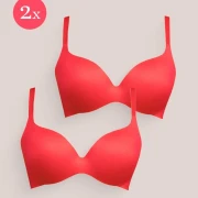 2x Royal Fit T-Shirt Bra, color Scarlet Red