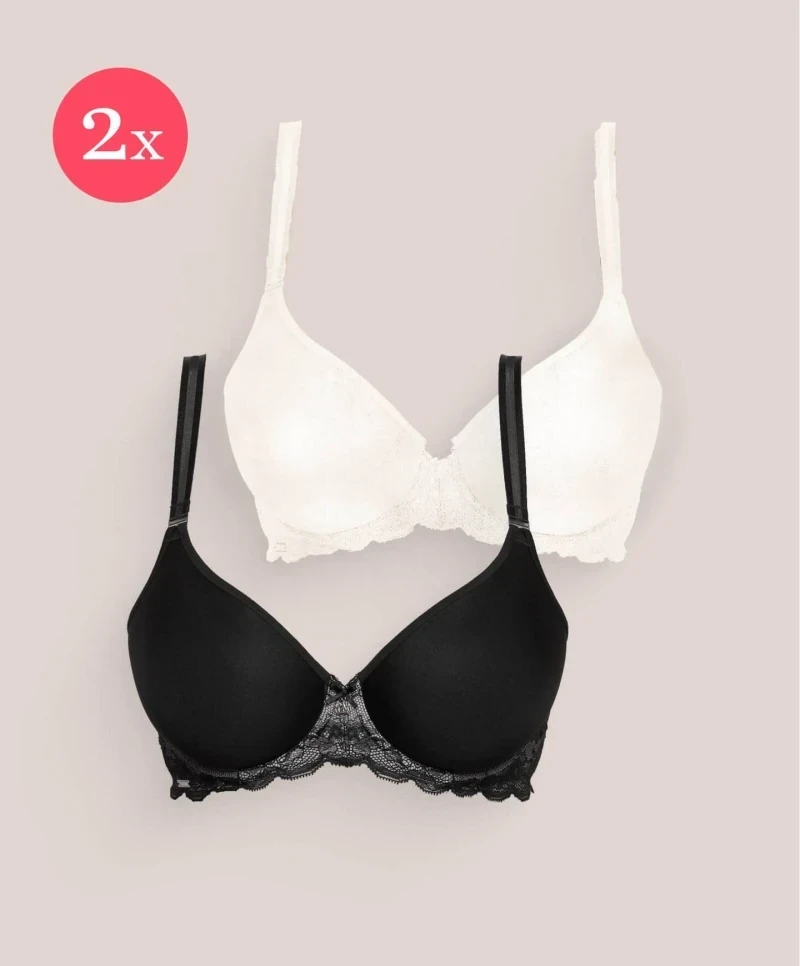 2x soutien-gorge en dentelle Royal Gala, couleur Noir & Sunkiss