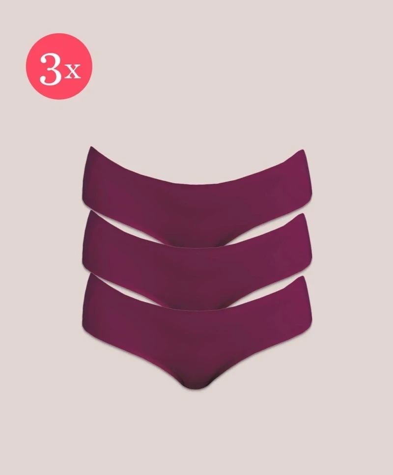 3x Shorty Fit clásico, color Burdeos