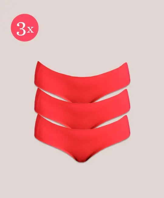 3x Shorty Fit classique, couleur rouge écarlate